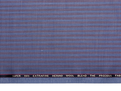 Georgia Gullini Italy Elberta Super 110s Merino Wool Blended Premium Suiting Fabric (Blue & Rust , Stripes)
