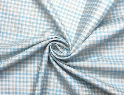 Canetti Italy 100% Premium Cotton Shirting Fabric (Teal Blue & Yellow, Checks)