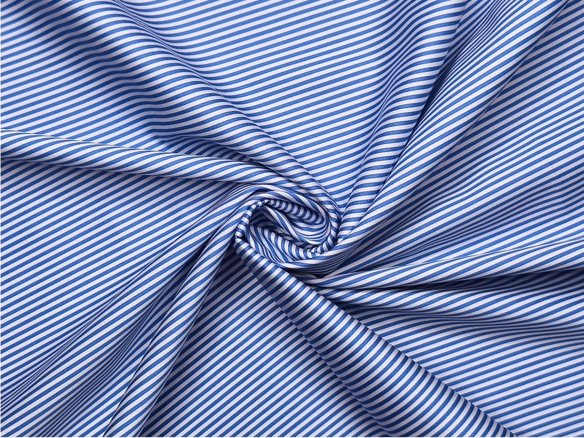 Canetti Italy 100% Premium Cotton Shirting Fabric (Blue , Stripes)