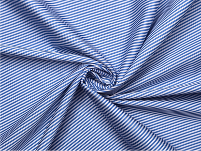 Canetti Italy 100% Premium Cotton Shirting Fabric (Blue , Stripes)
