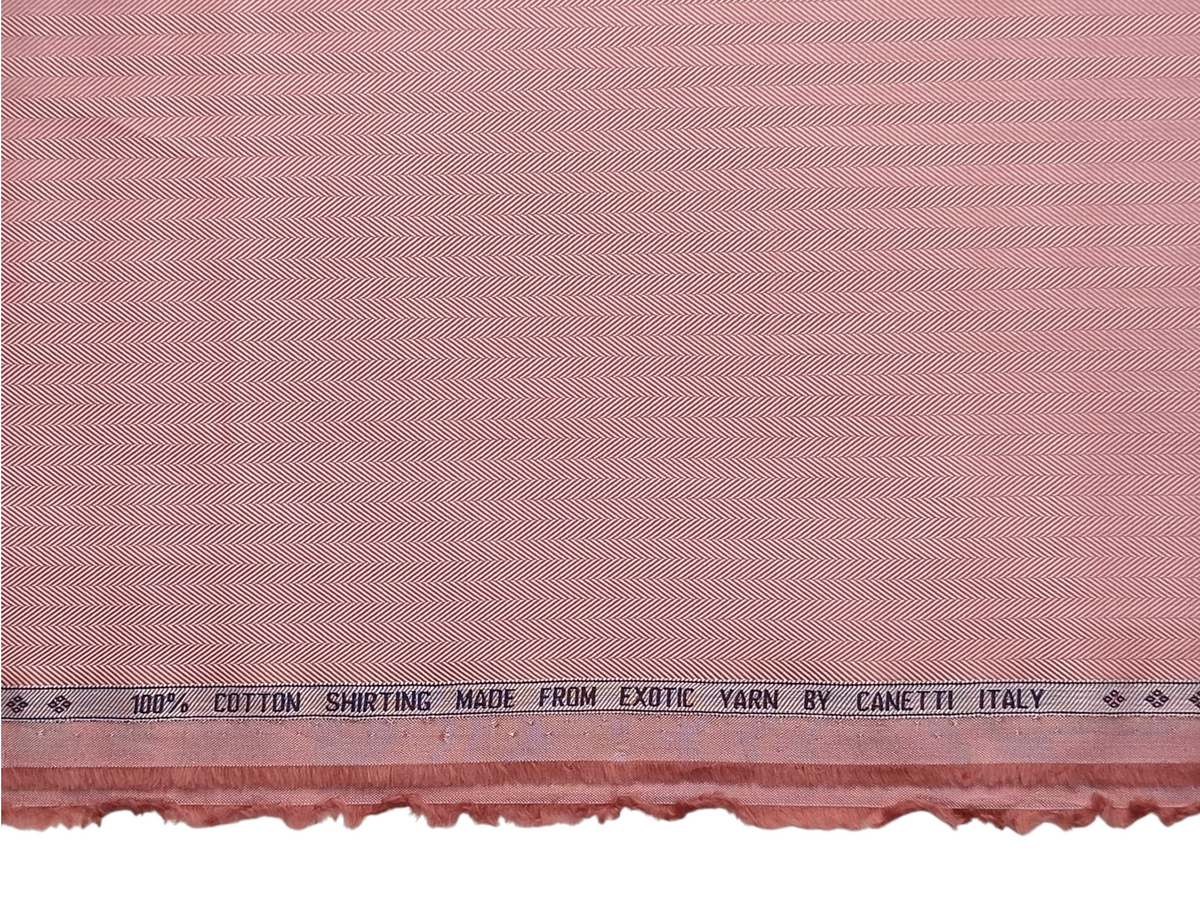 Canetti Italy 100% Premium Cotton Shirting Fabric (Muted Rose, Herringbone)