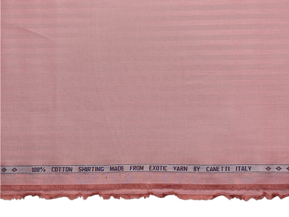 Canetti Italy 100% Premium Cotton Shirting Fabric (Muted Rose, Herringbone)