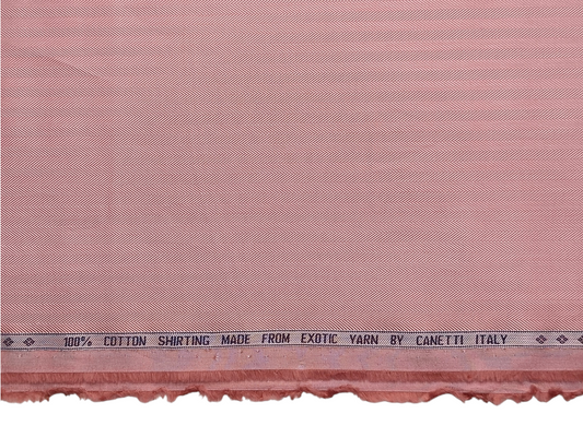 Canetti Italy 100% Premium Cotton Shirting Fabric (Muted Rose, Herringbone)