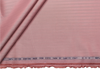 Canetti Italy 100% Premium Cotton Shirting Fabric (Muted Rose, Herringbone)