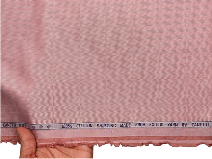 Canetti Italy 100% Premium Cotton Shirting Fabric (Muted Rose, Herringbone)
