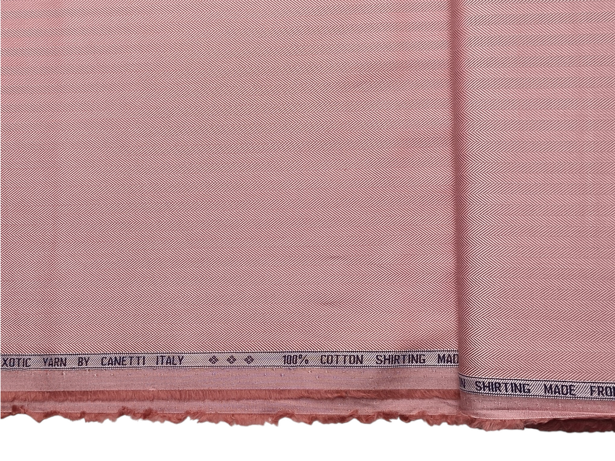 Canetti Italy 100% Premium Cotton Shirting Fabric (Muted Rose, Herringbone)