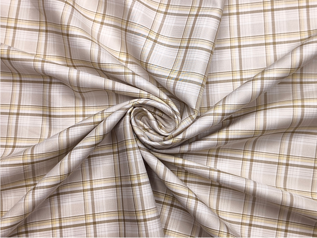 Canetti Italy Premium Tencel Giza Soft Touch Shirting Fabric (Yellow , Beige & Brown, Checks)