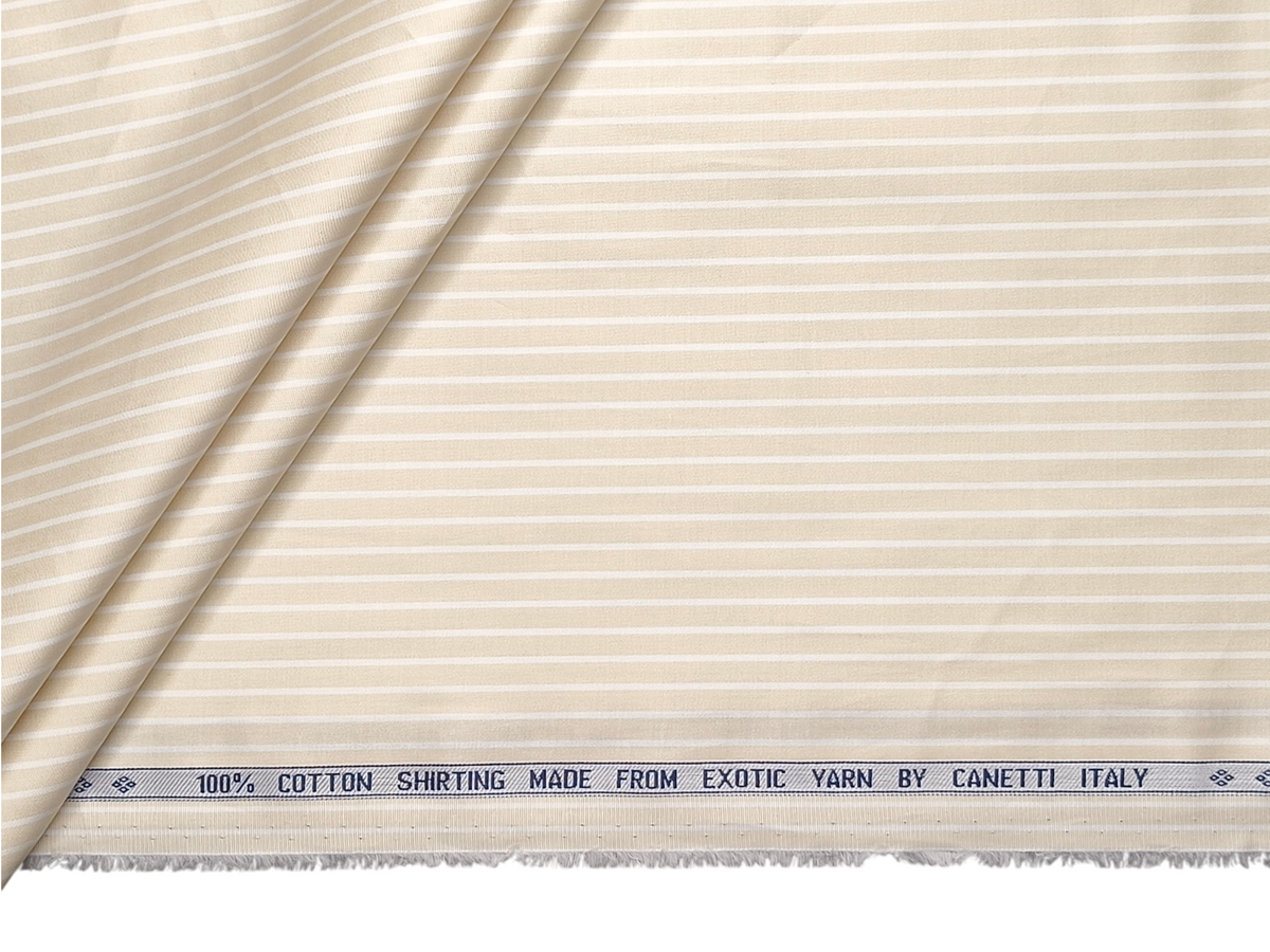 Canetti Italy 100% Premium Cotton Shirting Fabric (Light Yellow & White, CARLONCS103-168)