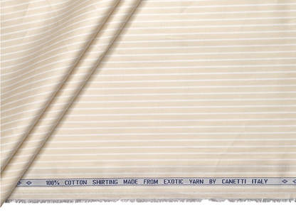 Canetti Italy 100% Premium Cotton Shirting Fabric (Light Yellow & White, CARLONCS103-168)