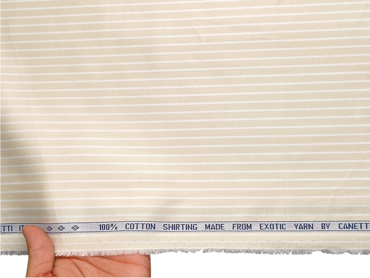 Canetti Italy 100% Premium Cotton Shirting Fabric (Light Yellow & White, CARLONCS103-168)