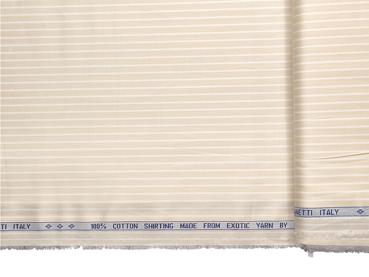 Canetti Italy 100% Premium Cotton Shirting Fabric (Light Yellow & White, CARLONCS103-168)