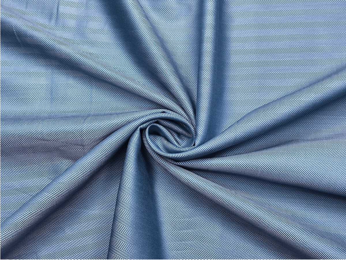 Canetti Italy 100% Premium Cotton Shirting Fabric (Subtle Blue, Herringbone)