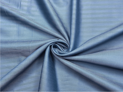Canetti Italy 100% Premium Cotton Shirting Fabric (Subtle Blue, Herringbone)