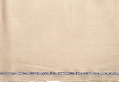 Canetti Italy 100% Premium Cotton Shirting Fabric (Cream , Herringbone)