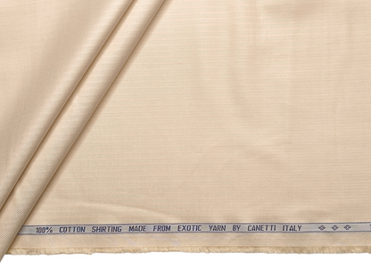 Canetti Italy 100% Premium Cotton Shirting Fabric (Cream , Herringbone)