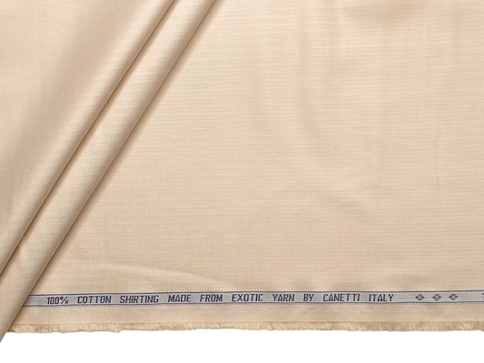Canetti Italy 100% Premium Cotton Shirting Fabric (Cream , Herringbone)