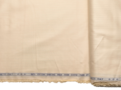 Canetti Italy 100% Premium Cotton Shirting Fabric (Cream , Herringbone)