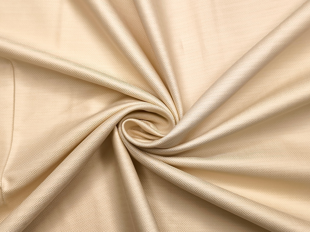 Canetti Italy 100% Premium Cotton Shirting Fabric (Cream , Herringbone)