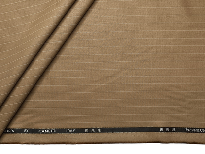 Canetti Italy 2PLY Premium TR Suiting Fabric (Camel Tan, Pinstripes)