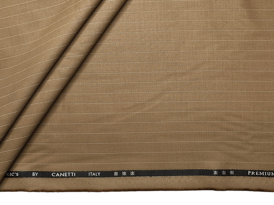 Canetti Italy 2PLY Premium TR Suiting Fabric (Camel Tan, Pinstripes)