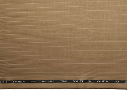 Canetti Italy 2PLY Premium TR Suiting Fabric (Camel Tan, Pinstripes)
