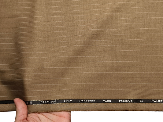 Canetti Italy 2PLY Premium TR Suiting Fabric (Camel Tan, Pinstripes)
