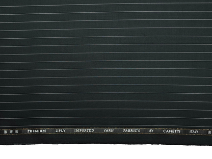 Canetti Italy 2PLY Premium TR Suiting Fabric (Dark Green, Pinstripes)