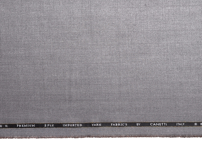 Canetti Italy 2PLY Premium TR Suiting Fabric (Light Grey , Herringbone)