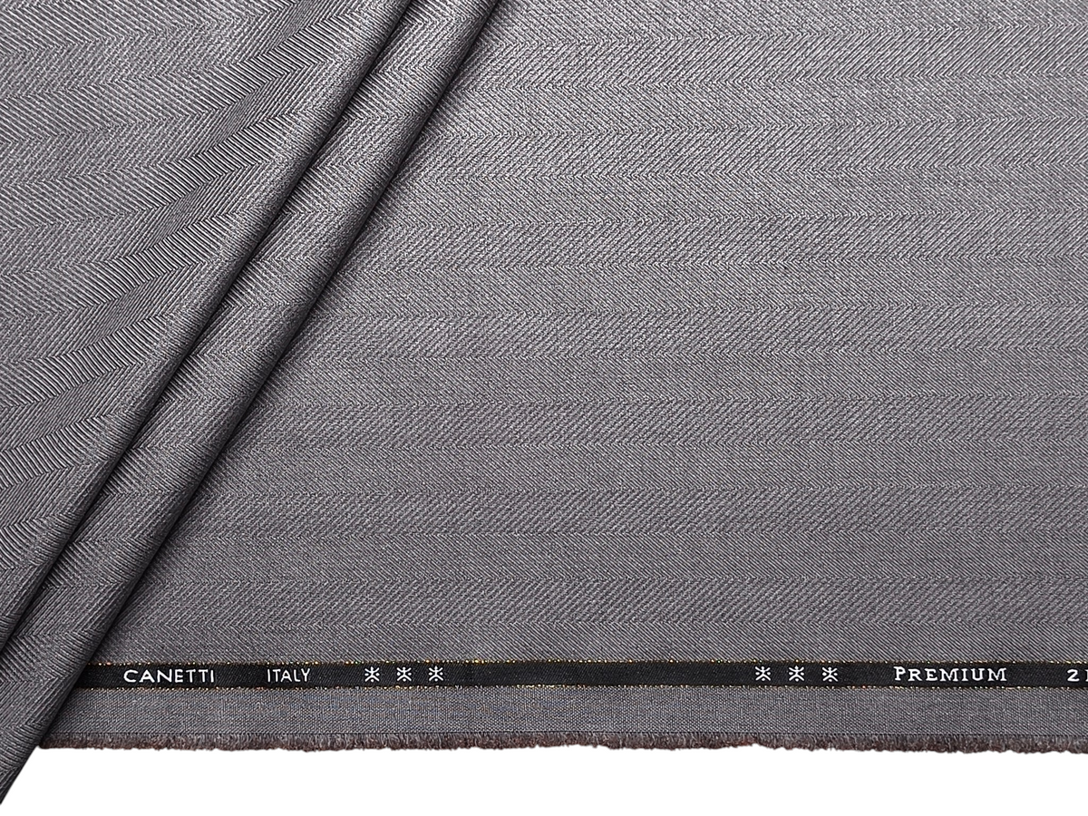 Canetti Italy 2PLY Premium TR Suiting Fabric (Light Grey , Herringbone)