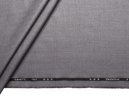 Canetti Italy 2PLY Premium TR Suiting Fabric (Light Grey , Herringbone)