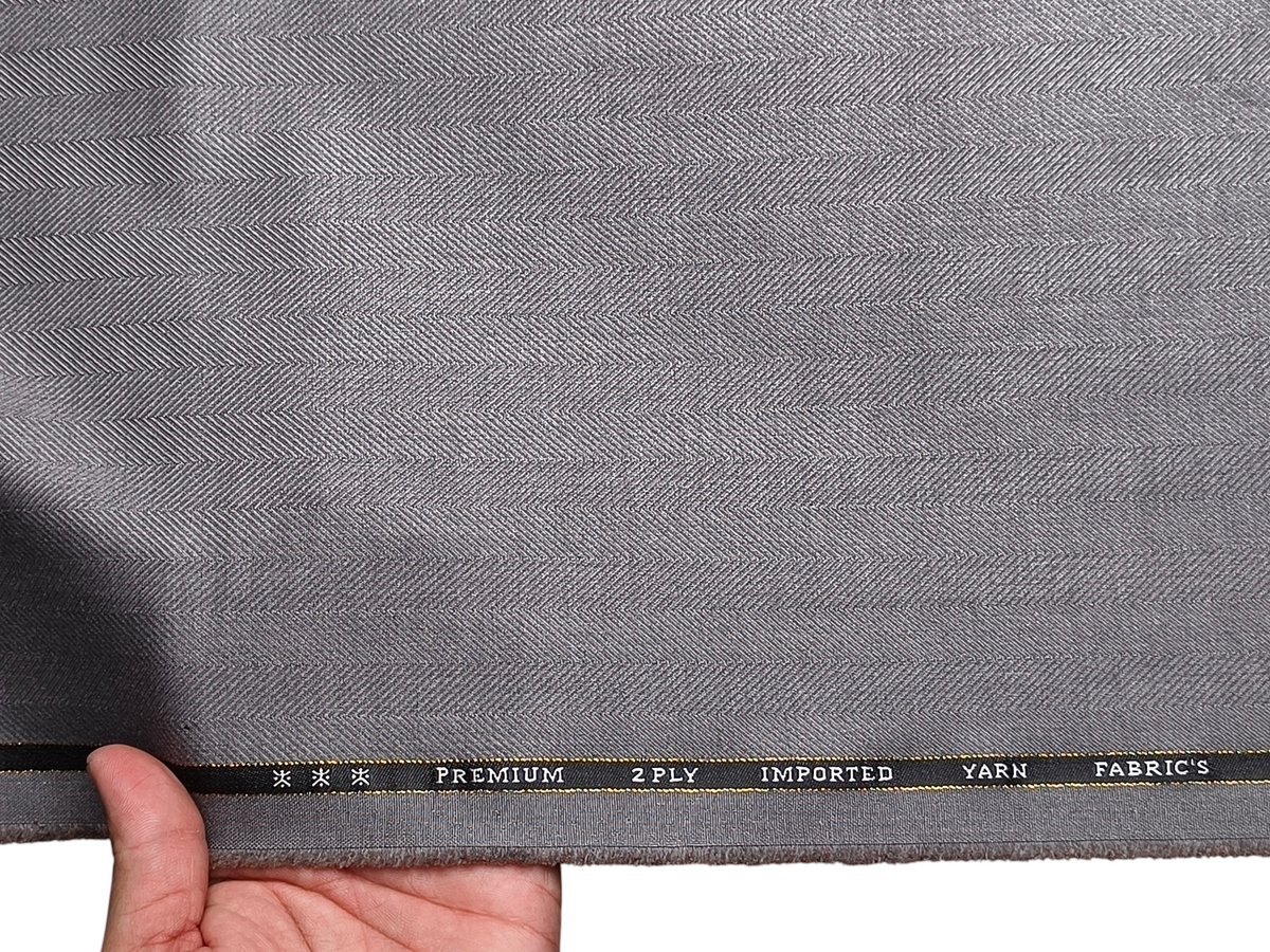 Canetti Italy 2PLY Premium TR Suiting Fabric (Light Grey , Herringbone)