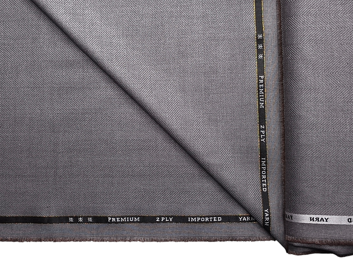 Canetti Italy 2PLY Premium TR Suiting Fabric (Light Grey , Herringbone)