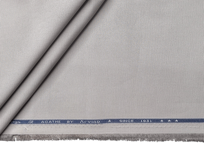 Arvind 100% Cotton Stretched Textured Suiting Fabric (Light Grey , Textured)
