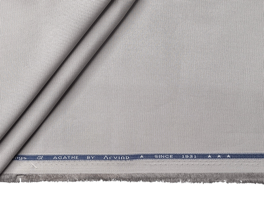 Arvind 100% Cotton Stretched Textured Suiting Fabric (Light Grey , Textured)
