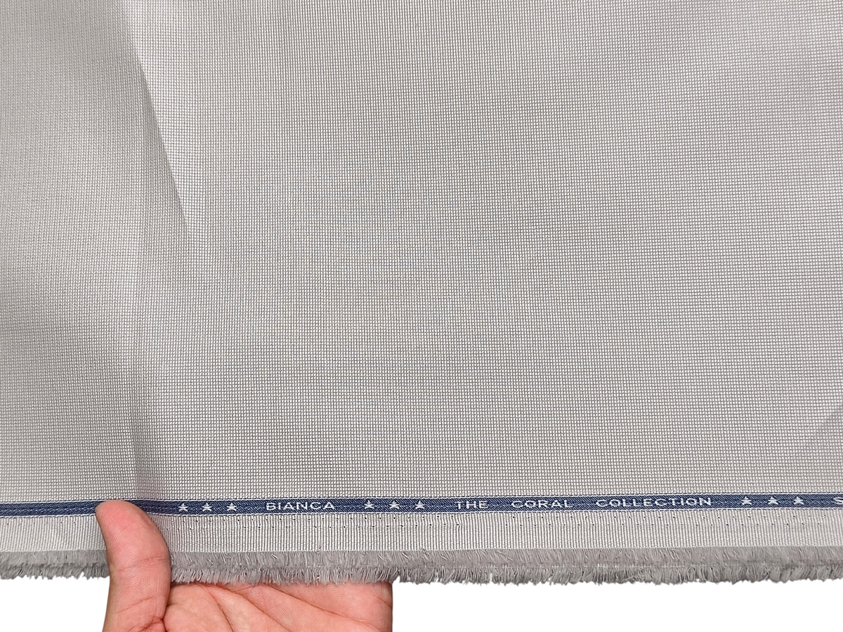 Arvind 100% Cotton Stretched Textured Suiting Fabric (Light Grey , Textured)
