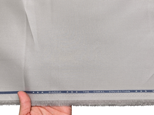 Arvind 100% Cotton Stretched Textured Suiting Fabric (Light Grey , Textured)