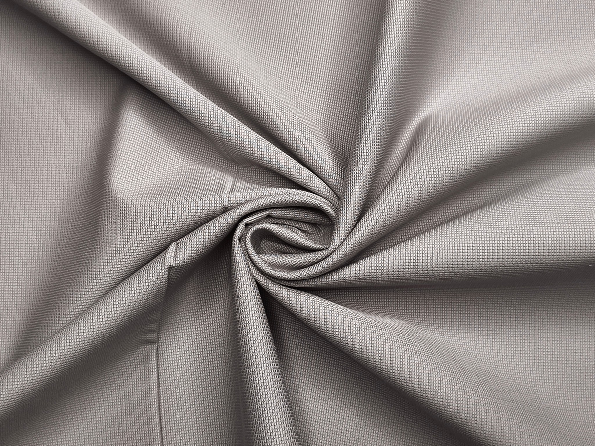 Arvind 100% Cotton Stretched Textured Suiting Fabric (Light Grey , Textured)