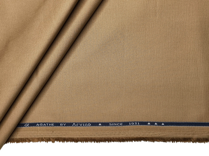 Arvind 100% Cotton Stretched Textured Suiting Fabric (Warm Beige, Textured)
