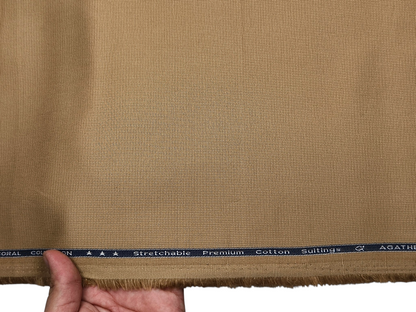 Arvind 100% Cotton Stretched Textured Suiting Fabric (Warm Beige, Textured)
