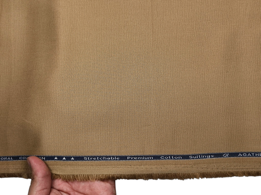 Arvind 100% Cotton Stretched Textured Suiting Fabric (Warm Beige, Textured)