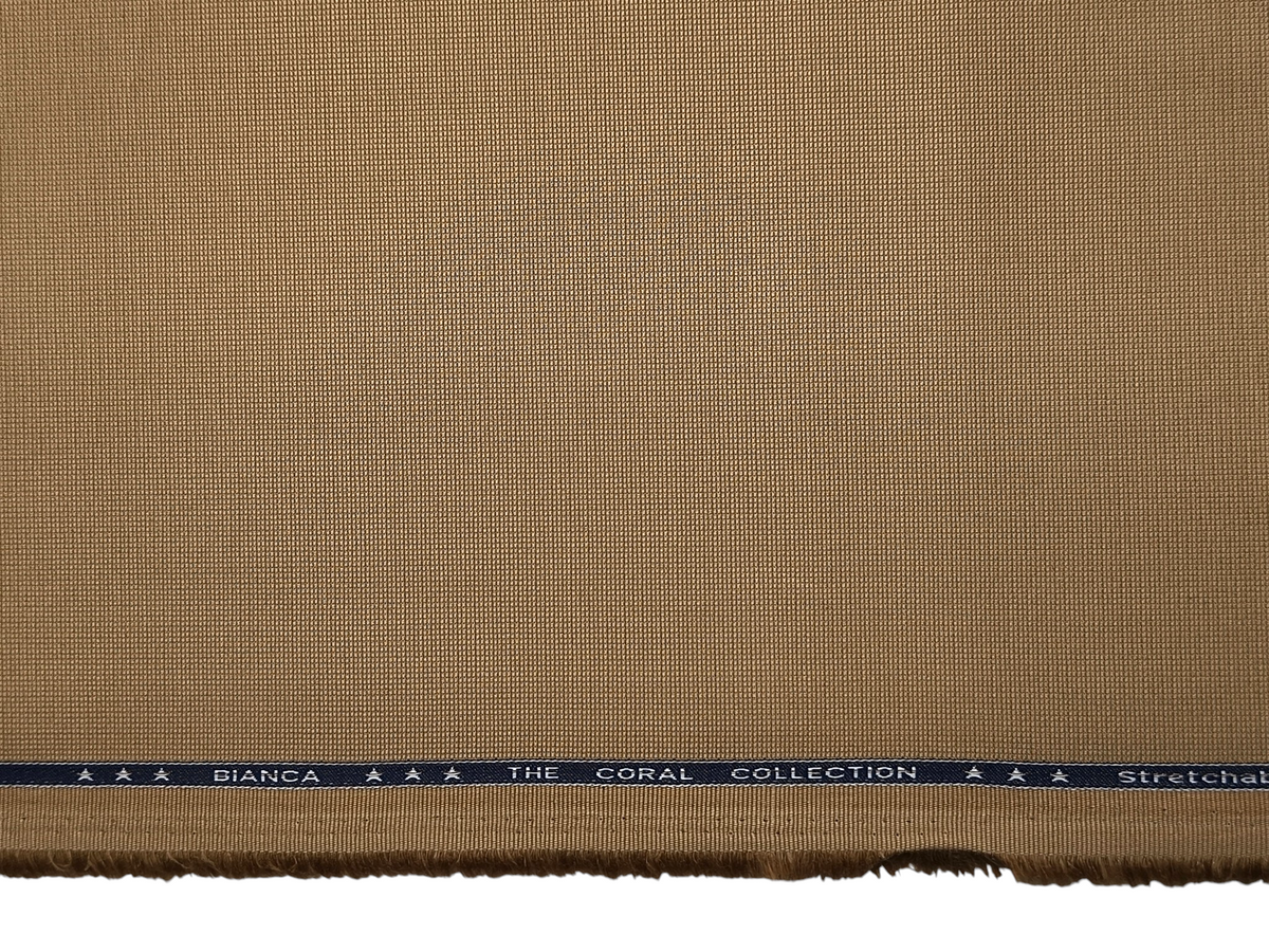 Arvind 100% Cotton Stretched Textured Suiting Fabric (Warm Beige, Textured)