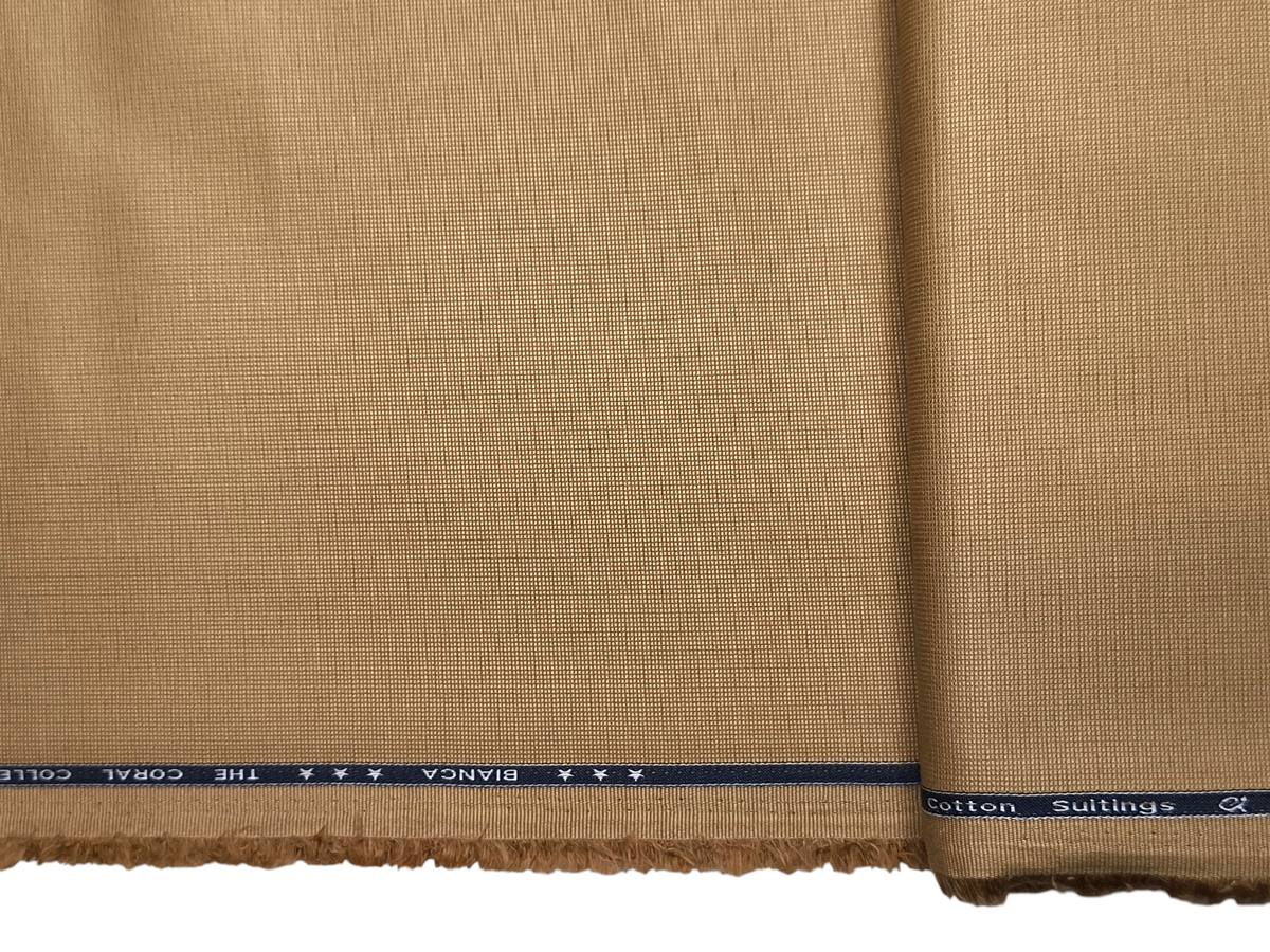 Arvind 100% Cotton Stretched Textured Suiting Fabric (Warm Beige, Textured)
