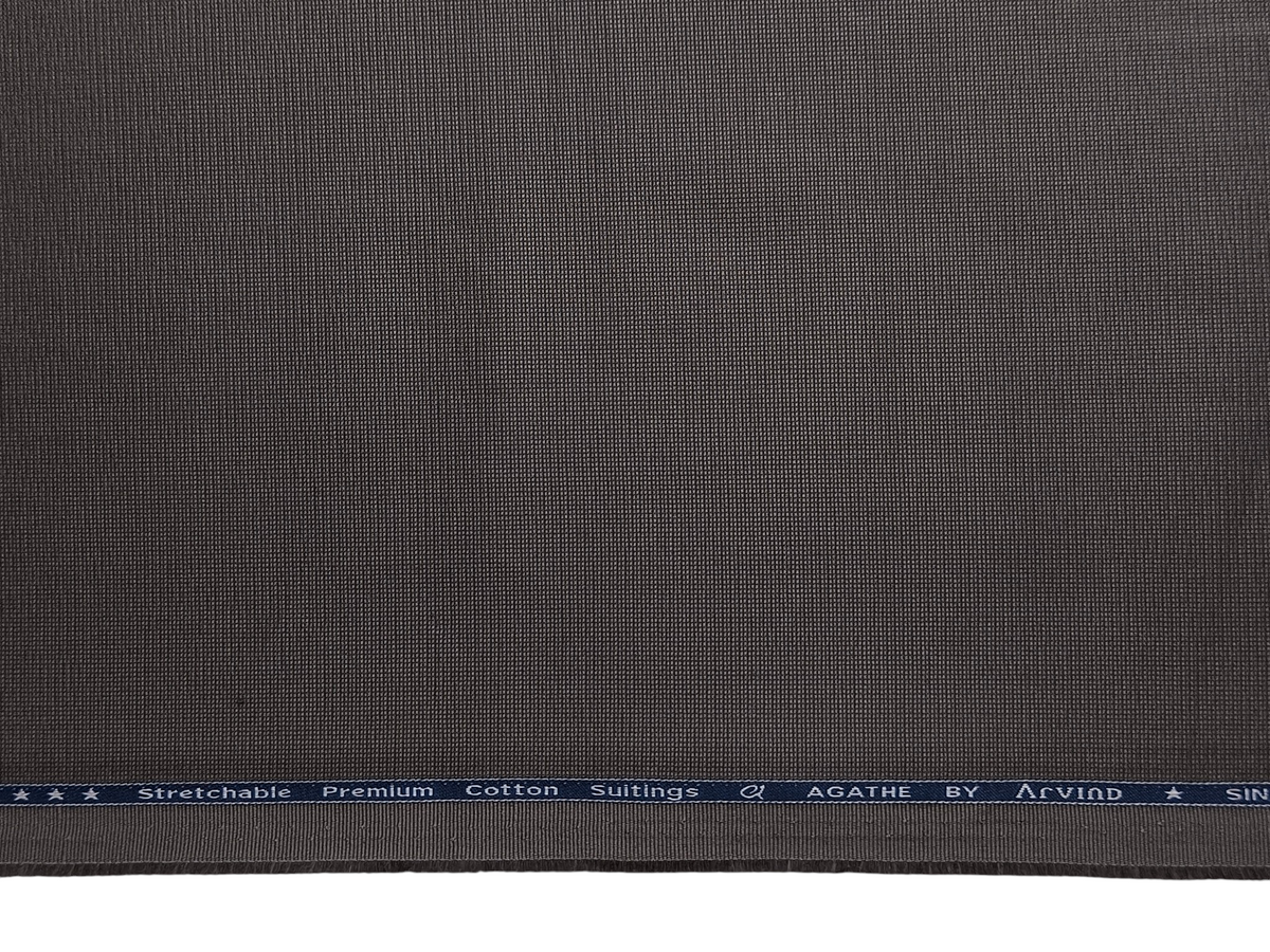 Arvind 100% Cotton Stretched Textured Suiting Fabric (Dark Grey, Textured)
