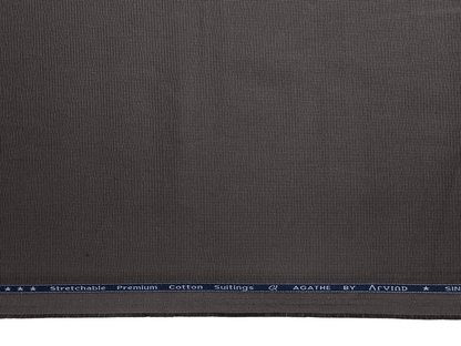 Arvind 100% Cotton Stretched Textured Suiting Fabric (Dark Grey, Textured)
