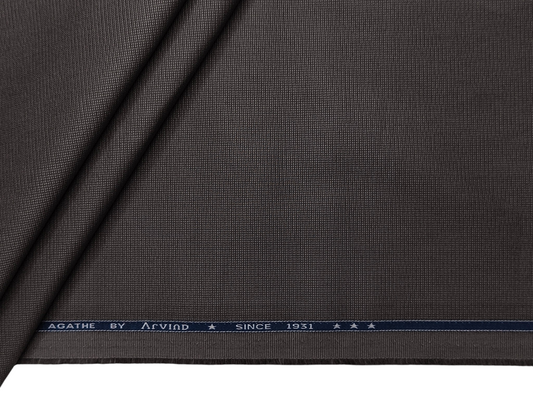 Arvind 100% Cotton Stretched Textured Suiting Fabric (Dark Grey, Textured)
