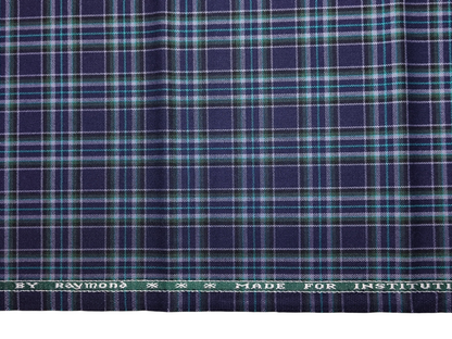 Raymond Wool Blended High GSM Suiting Fabric (Dark Blue, Multichecks)