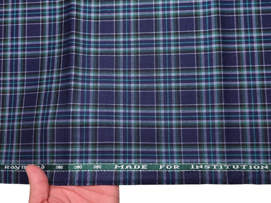 Raymond Wool Blended High GSM Suiting Fabric (Dark Blue, Multichecks)