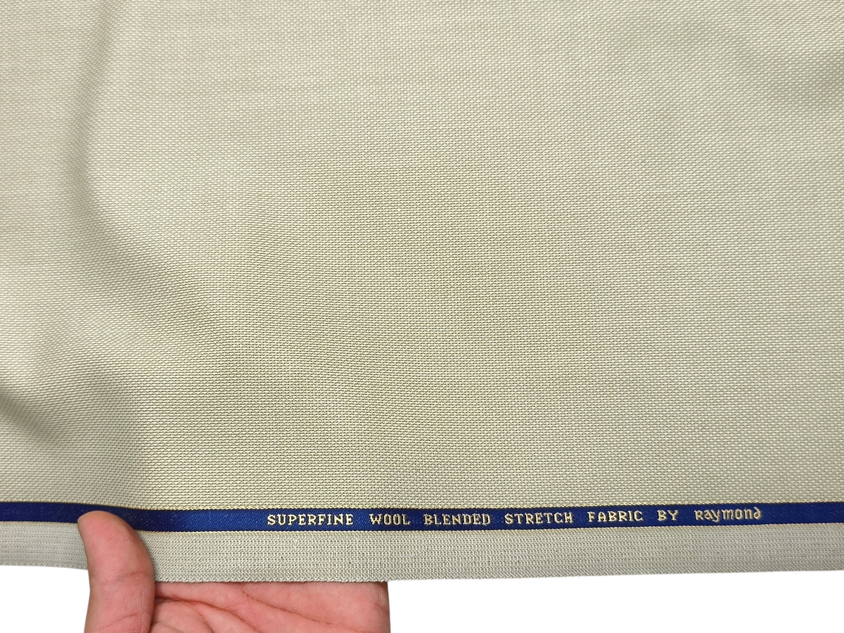 Raymond Superfine Wool Blend Stretched Premium Suiting Fabric (Light Pista, Textured)