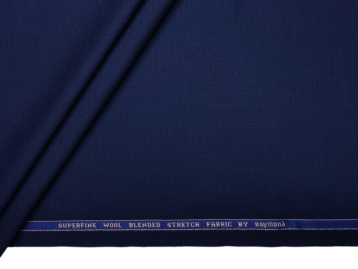 Raymond Superfine Wool Blend Stretched Premium Suiting Fabric (Navy Blue, Textured)
