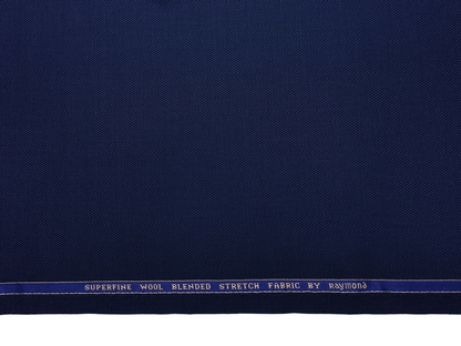 Raymond Superfine Wool Blend Stretched Premium Suiting Fabric (Navy Blue, Textured)